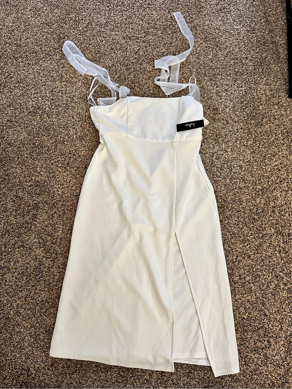 Lulus Romantic Celebration White Tie-Strap Bodycon Midi Dress